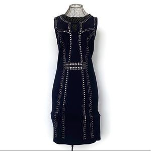 navy dress with gorgeous studded detailing